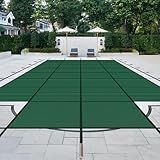Lynkron Pool Safety Cover for Inground Pools, Heavy-Duty Winter Pool Cover, Rectangle Mesh/Solid Swimming Pool Covers, Triple Stitched for High Strength & UV Protection，Green