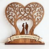 Wedding Gifts for Couples 2026 - Engraved Wood Keepsake with Est. 2026 - Our Adventure Begins,Engagement Ornament 2026 Perfect Bridal Shower Gifts,Married Personalized Ornament for Newlyweds (1)