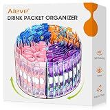AIEVE Drink Packet Organizer, Lazy Susan 360° Turntable Organizer for Drink Mix Hydration Packets, Water Flavor Acrylic Container Tea Bag Holder for Kitchen Storage Organization