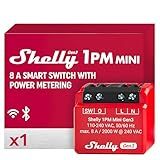 Shelly 1PM Mini Gen3 | WiFi Smart Switch Relay, 1 Channel 8A with Power Measurement | Home Automation | Bluetooth Gateway | Compatible with Alexa & Google Home | iOS Android App | No Hub Required