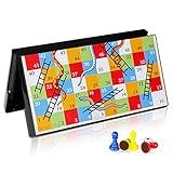 KIDAMI Magnetic Snakes and Ladders Game Set with Storage Box, Folding Design and Light-Weight, Gift for Kids and Adults (9.75 Inches)