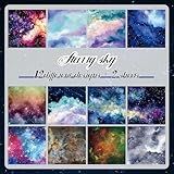 24Sheets 6×6 Scrapbook Paper Pad Space Galaxy Themed Mixture Glitter Cardstock Scrapbooking Craft Paper Vintage Scrap Book For DIY Card Making Junk Journal Supplies,12 Designs
