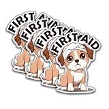 First Aid Decals (4 Pieces), 4 Inches – Strong Adhesive, Durable, Waterproof – Ideal for First Aid Boxes, Emergency Kits, Medical Alert Equipment, and Medical Supplies