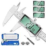 Digital Caliper, 6 Inch Caliper Tool with Extra Large LCD Screen, Auto-Off Feature, Easy Switch from Inch Metric Fraction, Stainless Steel Vernier Caliper Measuring Tool for DIY/Household
