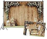 DASHAN 10x6ft Polyester Wedding Backdrop Rustic Floral Flower Wood Wall Backdrop Bridal Shower Reception Ceremony Photography Background Wedding Proposal Party Kids Birthday Party YouTube Photo Prop