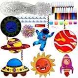 Ayhuhra 30 Sets DIY Window Art Craft Solar System Sun Catchers Kits Space Suncatcher Craft Planets Glow in The Dark Kit for Outer Space Room Décor Classroom Activities Art Project Party Favors