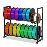 ikkle 3D Printer Filament Storage Rack - Tabletop Heavy Duty Filament Spool Holder Stand, 2 Tier Metal Shelf Organizer for PLA, ABS, TPU, Nylon - Ideal for 3D Printing Workstation, Office Workshop