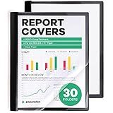 Report Covers - (30 Set), 8.5 x 11 Letter Size, 3-Prong Fasteners, Clear Front Plastic Folders - Perfect for Presenting Resumes, Proposals, and More with Professionalism