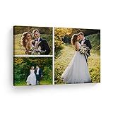 Smile Art Design 3 Images Collage Picture Custom Canvas Print with your Photos Personalized Photo Custom Photo Prints Personalized Gifts for men Wedding Gift Bacheloratte Decorations - 8x12 inches