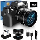 2024 Upgrade VJIANGER Digital Camera for Photography Vlogging Camera for YouTube with WiFi, 180° Flip Screen, 16X Digital Zoom, 52mm Lens, 2 Batteries, 32GB Micro SD Card(Black)