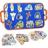 CHEFAN 4 Pack Felt Board Bible Stories Set, Flannel Board Stories, Nativity Flannel Graph Bible Toy for Kids, Include Jesus Resurrection, Ascension and Pentecost, Paul's Conversion, Prophet Isaiah