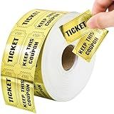 ceiba tree 1000 Raffle Tickets Gold Double Roll Metallic Gold Foil Ticket for Events Carnivals Entry Class Reward Prizes