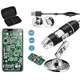 Jiusion Original 40-1000X USB Microscope with Portable Carrying Case, Digital Magnification Endoscope Camera 8 LEDs Metal Base for Android Phone and Tablet, Windows Mac Linux Chrome