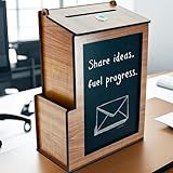 HENGSENLI Wooden suggestion box with lock and blackboard for voting, suggestions, and prompts, suitable for churches, cafes, restaurants, and offices
