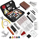 72PCS Guitar Tool Kit,Professional Guitar Repairing Maintenance Tool Kit with Guitar Strings Picks Bridge Pins Gauge Guitar Accessories Gifts for Acoustic Guitar Electric guitar Ukulele Bass Banjo