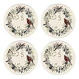 Lenox 897091 Winter Greetings Dinnerware Dinner Plates, Set of 4, Red & Green, Christmas, Holiday Hosting, Service For 4