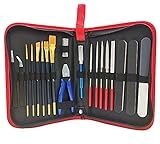 HOPLEX Model Tools Kit 20 in 1 Adults Hobby Building Tools Set Basic Tools with Nippers Tweezers Needle Files Polishing Bars for Car Airplane Model Building Repairing and Fixing
