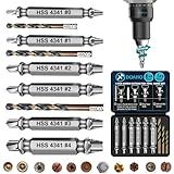DOAHO 9 PCS Damaged Screw Extractor Set,6 PCS HSS 4341 Screw Extractor Remover Kit and 3 PCS Twist Drill Bit Kit for Stripped Screws & Drill Bit Tools,Holiday or Birthday Gift for Men