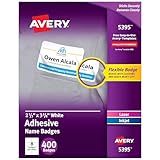 Avery Flexible Printable Name Tags, 2-1/3" x 3-3/8", Matte White, 400 Removable Name Badges for Laser and Inkjet Printers (5395)