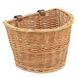 ProSource Wicker Bike Basket Front Cargo for Women and Men, Fits Most Bicycles, Beach Cruisers, Stationary Equipment, and Ebikes, Light Brown
