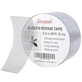 Secopad Grey Window Screen Repair Tape, 2IN X 30FT (360IN) Screen Repair Kit for Windows or Doors, Strong Adhesive Patch Kit Fiberglass Mesh Tape