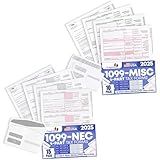 2025 1099-NEC and 1099 Misc 4-Part Tax Forms Combo Kit, for All Non-Employee Compensation Filing, Self Seal Envelopes Included, QuickBooks and Other Software Compatible