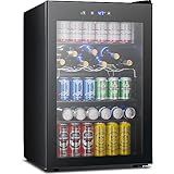 Electactic 37 Bottle Wine Fridge,Freestanding 145 Can Beverage Refrigerator with Smart Temperature Control，4.5 CU FT Quiet Mini Fridge with Child Lock Panel for Family Restaurant Bar, Black