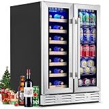 Kalamera 24 inch Wine Fridge Hold 21 Bottles and 75 Cans, Dual Zone Cooling