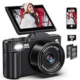 5K Digital Camera for Photography - 75MP WiFi Vlogging Camera for YouTube - UHD 18X Zoom Digital Cameras with Flip Screen 3" 180° - Travel Photography Flash Camara for Beginners & Adults