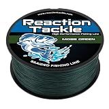 Reaction Tackle Braided Fishing Line Moss Green 20Lb 150Yd | 4 Strand PE, Zero Stretch, Thin Diameter, Knot Strength, Abrasion Resistant, High Sensitivity, Bass, Walleye, Surf, Ice