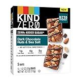 KIND ZERO Added Sugar Bars, Dark Chocolate Nuts and Sea Salt, Keto Friendly Snacks, Gluten Free, 5g Protein, 5 Count