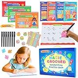 Magic Grooved Writing Practice for Kids Ages 3-8 – Reusable Handwriting Practice Books and Preschool Learning Activities, Perfect Educational Gift