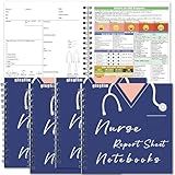 gisgfim 4Pads Nurse Report Sheet Notebooks Nurse Brain 5.5x5.5Inch Pocket Nurse Essential Report Spiral Notebook Nurse Accessories for Work Nursing School Clinical Essential for Nurses Nursing Student