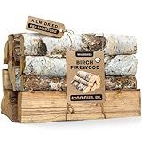 15" Birch Firewood Logs – 1200 cub. in, 15–20 lb | Kiln-Dried & Seasoned Hardwood for Fire Pit, Fireplace, Pizza Oven | Bright Flames & Pleasant Aroma for Cozy Atmosphere | Split Wood for Solo Stove