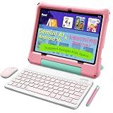 aiprotablet Kids Tablet, Android 16 Tablet for Kids 10 inch Octa-Core 2.2GHz with Case, 30GB RAM 64GB ROM, 2TB Expand, Parental Control, Dual Camera, BT, WiFi, with Keyboard Mouse Stylus, Gift (Pink)