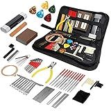 72PCS Guitar Tool Kit，Professional Guitar Repairing Maintenance Tool Kit with Guitar Strings Picks Bridge Pins Gauge Guitar Accessories Gift for Acoustic Guitar Electric Guitar Ukulele Bass Banjo