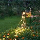 Misawce Outdoor Solar Metal Watering Can Small Hanging Decorative Waterproof Lights for Garden Decor, Yard Lights, Outside Patio Lawn, Gifts for Mom Grandma Women Birthday,1 pack, Warm White