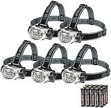 EverBrite 5 Pack LED Headlamp, Pivoting Head with Adjustable Headband