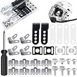 MingQiEven 31 Pcs Football Helmet Repair Kit, Hockey Helmet Replacement Parts, Metal J Clips Visor Clips Screw Nuts with 1 Pcs Screwdriver, Chin Strap Adapter for Hockey, Baseball, Softball Helm
