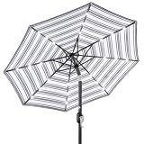 Best Choice Products 10ft Solar Polyester LED Lighted Patio Umbrella w/Tilt Adjustment and UV-Resistant Fabric - Striped Navy Blue
