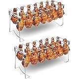 auisea Chicken Leg Rack for Grill 14 Slots - 2-Piece Set Professional Grade Stainless Steel Chicken Drumstick Holder- Metal Chicken Leg Rack for Smoker Oven BBQ
