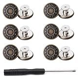 GIYOMI 20mm No Sewing Jeans Buttons Replacement Kit with Metal Base,12 Sets Nailess Removable Metal Buttons Replacement Repair Combo Thread Rivets and Screwdrivers (0.79 inch)