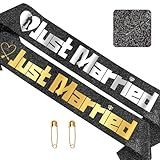 2 Pcs Just Married Engagement Proposal Party Sashes Kit, Funny Bride to Be and Groom to Be Sash for Bachelorette Bridal Shower Wedding Party, Future Mrs and Lucky Mr Sash
