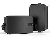 MWAU Outdoor Bluetooth Speakers 400w for, Porch, Gazebo, Soffit, Garage, Patio, Entertainment Room. Wall Mount Speaker, Wireless Sync Up to 100 Speakers, IPX5 Waterproof (2 Pcs Black)