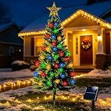 4FT 100LED Solar Christmas Tree for Outdoor Christmas Decorations | 250-Branch Outdoor Christmas Tree, Waterproof Solar Christmas Garden Lights for Front Yard, Garden, Pathway, Cemetery