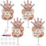 TONIFUL Table Centerpiece Balloons Stand Kit Include Rose Gold Latex Confetti Balloons and Foil Crown Balloon for Birthday Baby Shower Wedding,2025 Graduation Anniversary Table Party Decorations