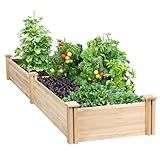 Yaheetech 8×2ft Wooden Horticulture Raised Garden Bed Divisible Elevated Planting Planter Box for Flowers/Vegetables/Herbs in Backyard/Patio Outdoor, Natural Wood, 95 x 25 x 11in