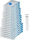 Amazon Basics Vacuum Compression Space Saving Storage Bags with Hand Pump for Travel, Multiple Sizes for Clothes and Blankets, Clear, 20 Pack (5 Small, 5 Medium, 5 Large & 5 Jumbo)