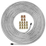 MuHize Brake Line Kit 25 ft 1/4" - Upgraded Zinc-Coated Flexible Brake Tubing Roll with Rustproof & Corrosion Protection - Include 16 Inverted Flare Fittings for Car, Truck, Auto Brake System Repair