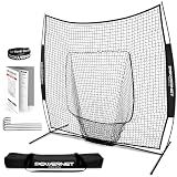 PowerNet Baseball & Softball Practice Net 7x7 FT, Outdoor Baseball Training Equipment for Pitching & Batting Practice (Black Net)